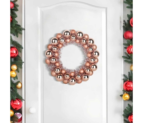 Ziemassvētku Bumbu Vainagi 2 Pcs Rozā Zelts 33 X 33 X 7 Cm Vidaxl