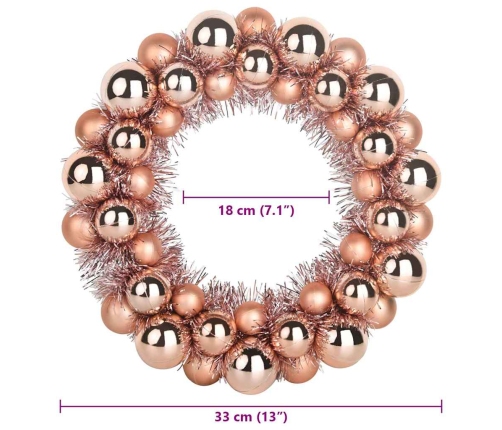 Ziemassvētku Bumbu Vainagi 2 Pcs Rozā Zelts 33 X 33 X 7 Cm Vidaxl