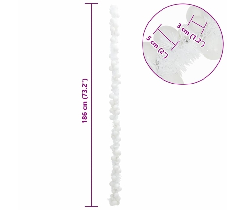 Ziemassvētku Bumbu Virtene Balts 186 Cm Polistirols Vidaxl
