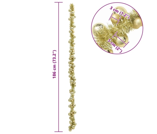 Ziemassvētku Bumbu Virtene Zelts 186 Cm Polistirols Vidaxl