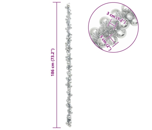 Ziemassvētku Bumbu Virtene Sudraba 186 Cm Polistirols Vidaxl