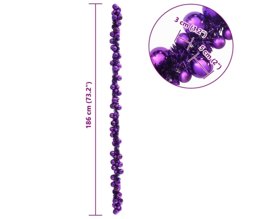 Ziemassvētku Bumbu Virtene Ceriņkrāsa 186 Cm Polistirols Vidaxl