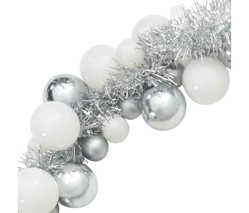 Ziemassvētku Bumbu Virtene Balts Un Sudrabs 186 Cm Polistirols Vidaxl