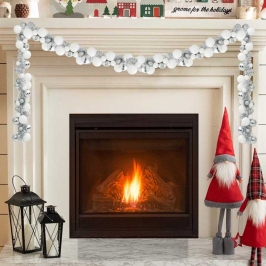 Ziemassvētku Bumbu Virtene Balts Un Sudrabs 186 Cm Polistirols Vidaxl