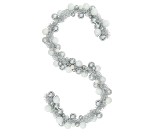 Ziemassvētku Bumbu Virtene Balts Un Sudrabs 186 Cm Polistirols Vidaxl