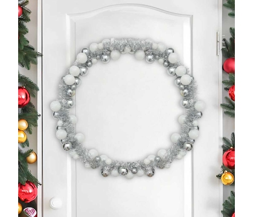 Ziemassvētku Bumbu Virtene Balts Un Sudrabs 186 Cm Polistirols Vidaxl