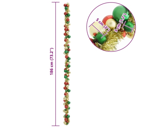 Ziemassvētku Bumbu Virtene Daudzkrāsains 186 Cm Polistirols Vidaxl