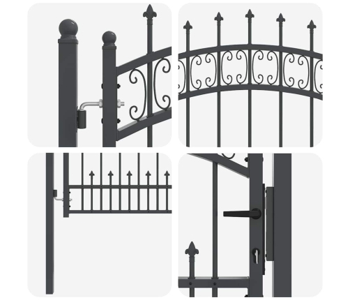 Žoga Vārti Ar Speara Augšdaļu Pelēka 103 X 75 Cm Tērauds Vidaxl