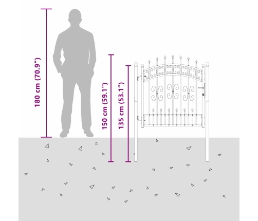 Žoga Vārti Ar Speara Augšdaļu Pelēka 103 X 100 Cm Tērauds Vidaxl
