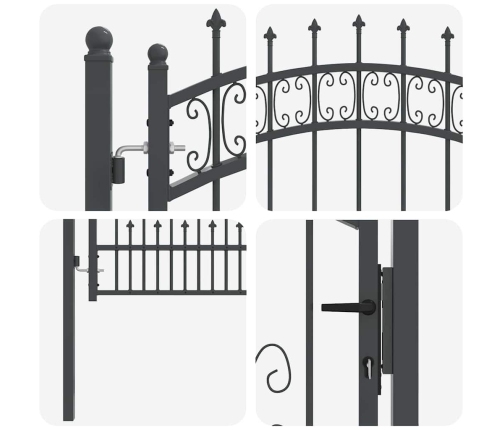 Žoga Vārti Ar Speara Augšdaļu Pelēka 103 X 125 Cm Tērauds Vidaxl