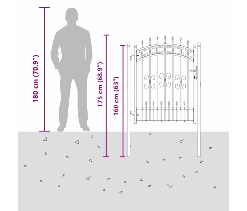 Žoga Vārti Ar Speara Augšdaļu Pelēka 103 X 125 Cm Tērauds Vidaxl