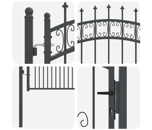 Žoga Vārti Ar Speara Augšdaļu Pelēka 103 X 150 Cm Tērauds Vidaxl