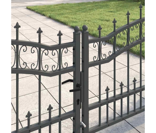 Žoga Vārti Ar Speara Augšdaļu Pelēka 305 X 75 Cm Tērauds Vidaxl