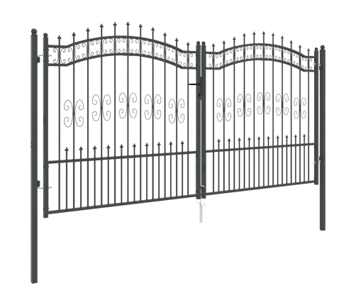 Žoga Vārti Ar Speara Augšdaļu Pelēka 305 X 150 Cm Tērauds Vidaxl