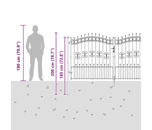 Žoga Vārti Ar Speara Augšdaļu Pelēka 305 X 150 Cm Tērauds Vidaxl