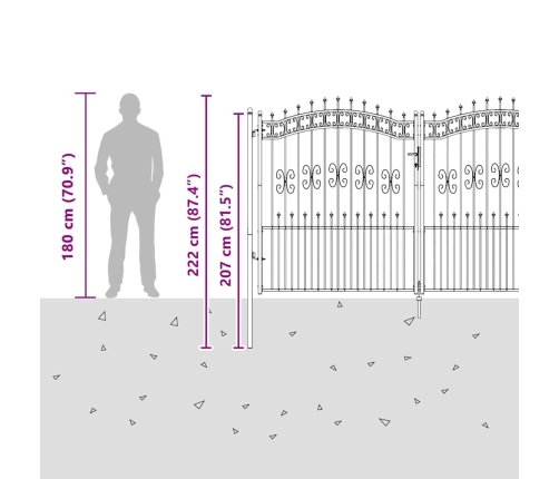 Žoga Vārti Ar Speara Augšdaļu Pelēka 305 X 175 Cm Tērauds Vidaxl