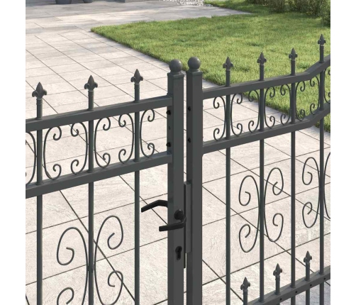 Žoga Vārti Ar Speara Augšdaļu Pelēka 404 X 100 Cm Tērauds Vidaxl