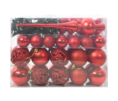 Ziemassvētku Rotājumu Komplekts 61 Pcs Sarkana Plastmasa Vidaxl