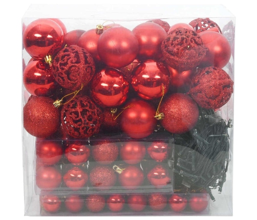 Ziemassvētku Rotājumu Komplekts 120 Pcs Sarkana Plastmasa Vidaxl