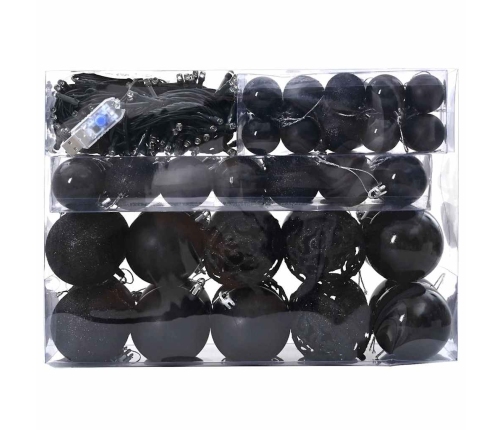 Ziemassvētku Rotājumu Komplekts 61 Pcs Melna Plastmasa Vidaxl