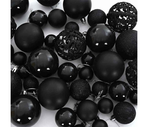 Ziemassvētku Rotājumu Komplekts 120 Pcs Melna Plastmasa Vidaxl