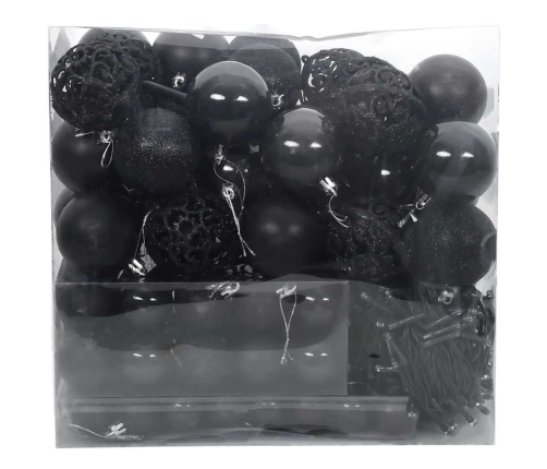 Ziemassvētku Rotājumu Komplekts 120 Pcs Melna Plastmasa Vidaxl