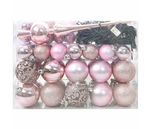 Ziemassvētku Rotājumu Komplekts 61 Pcs Rozā Plastmasa Vidaxl