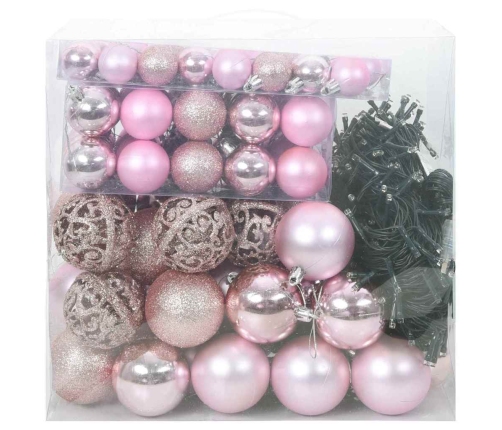 Ziemassvētku Rotājumu Komplekts 120 Pcs Rozā Plastmasa Vidaxl