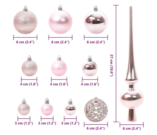 Ziemassvētku Rotājumu Komplekts 120 Pcs Rozā Plastmasa Vidaxl