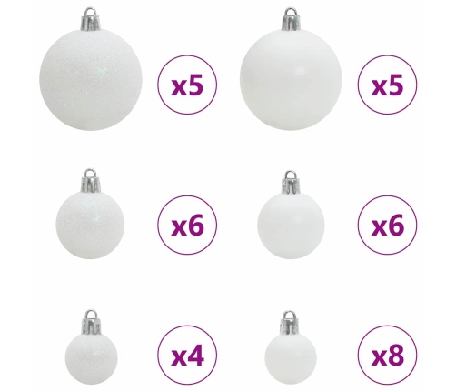 Ziemassvētku Rotājumu Komplekts 61 Pcs Balts Plastmasa Vidaxl