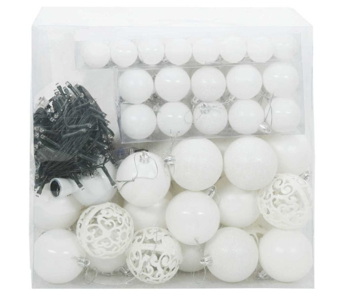 Ziemassvētku Rotājumu Komplekts 120 Pcs Balts Plastmasa Vidaxl