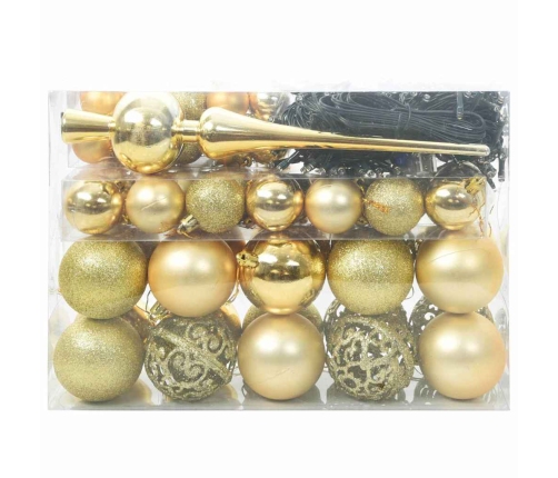 Ziemassvētku Rotājumu Komplekts 61 Pcs Zelts Plastmasa Vidaxl