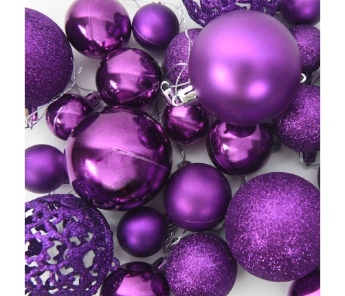 Ziemassvētku Rotājumu Komplekts 61 Pcs Ceriņkrāsa Plastmasa Vidaxl