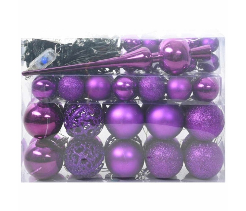 Ziemassvētku Rotājumu Komplekts 61 Pcs Ceriņkrāsa Plastmasa Vidaxl