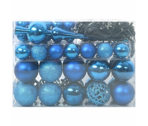 Ziemassvētku Rotājumu Komplekts 61 Pcs Zila Plastmasa Vidaxl