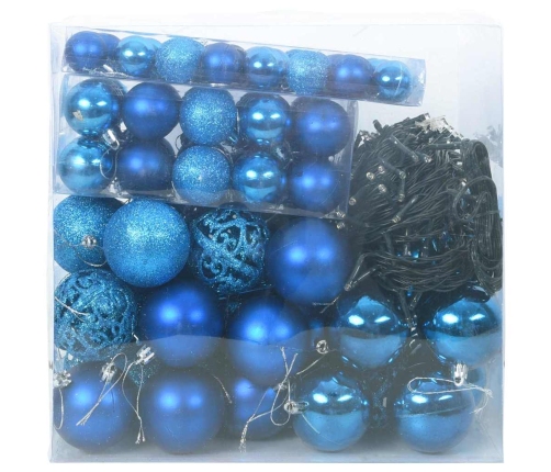 Ziemassvētku Rotājumu Komplekts 120 Pcs Zila Plastmasa Vidaxl