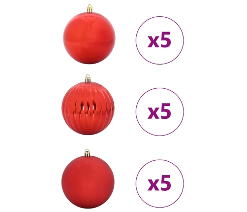 Ziemassvētku Rotājumu Komplekts 15 Pcs Sarkana Vidaxl