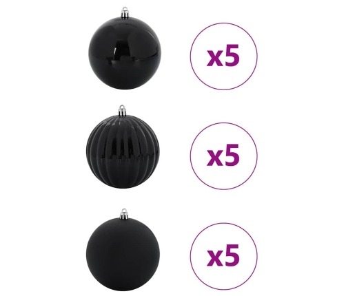 Ziemassvētku Rotājumu Komplekts 15 Pcs Melna Vidaxl