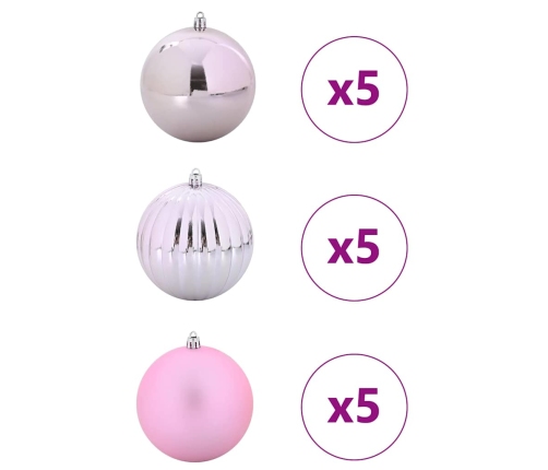 Ziemassvētku Rotājumu Komplekts 15 Pcs Rozā Vidaxl