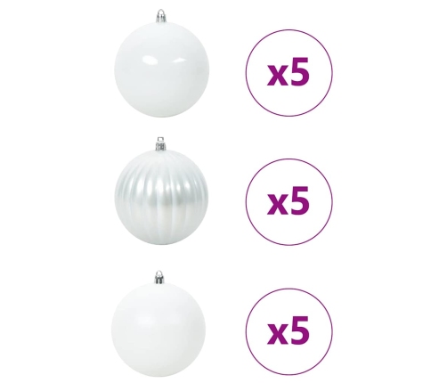 Ziemassvētku Rotājumu Komplekts 15 Pcs Balts Vidaxl