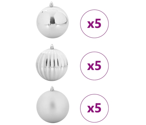 Ziemassvētku Rotājumu Komplekts 15 Pcs Sudraba Vidaxl