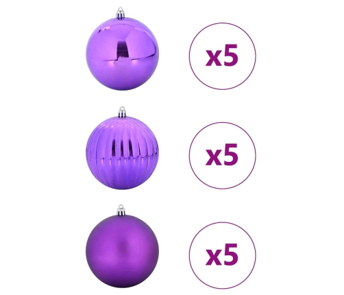 Ziemassvētku Rotājumu Komplekts 15 Pcs Ceriņkrāsa Vidaxl