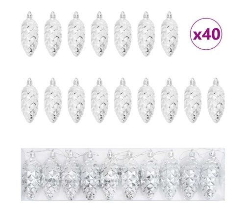 Ziemassvētku Koka Rotājumi 40 Pcs Sudraba Vidaxl