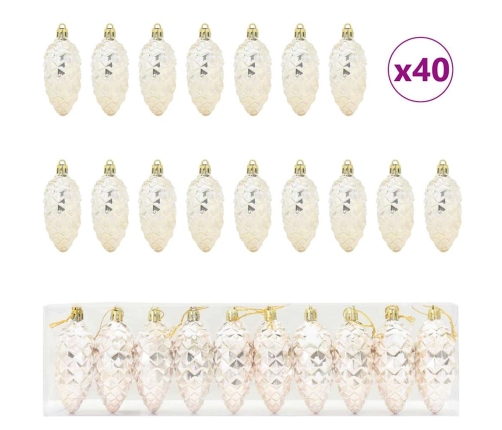 Ziemassvētku Koka Rotājumi 40 Pcs Šampanieša Vidaxl