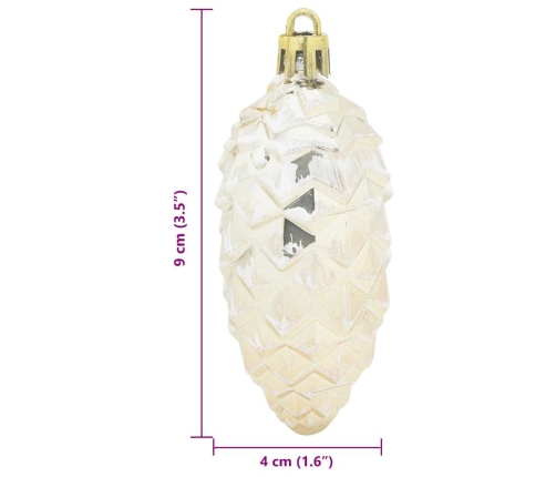 Ziemassvētku Koka Rotājumi 40 Pcs Šampanieša Vidaxl