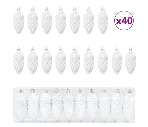 Ziemassvētku Koka Rotājumi 40 Pcs Balts Vidaxl