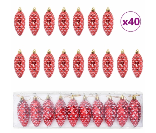 Ziemassvētku Koka Rotājumi 40 Pcs Sarkana Vidaxl