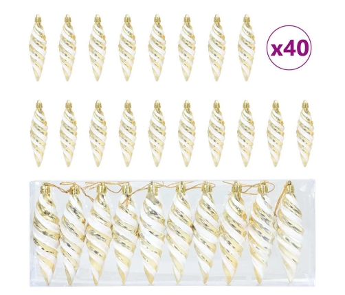 Ziemassvētku Koka Rotājumi 40 Pcs Zelts Vidaxl