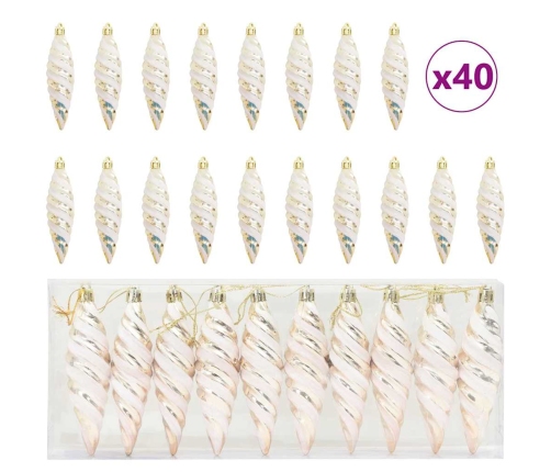 Ziemassvētku Koka Rotājumi 40 Pcs Šampanieša Vidaxl