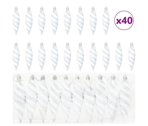 Ziemassvētku Koka Rotājumi 40 Pcs Balts Vidaxl